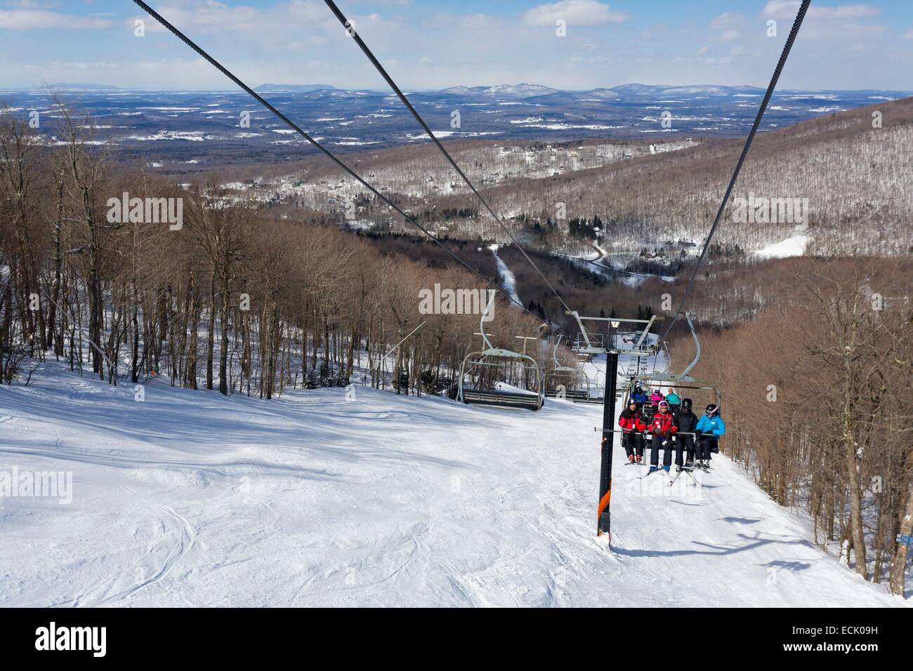 Canada, Quebec province, the region of the Eastern Townships, the village of Sutton, the ski resort, ski lifts Stock Photo