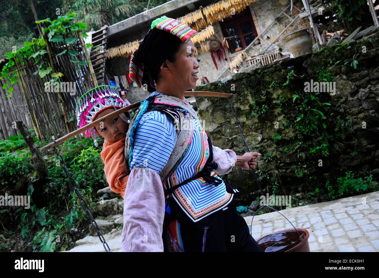 China, Yunnan Province, Yuanyang, Hani ethnic woman Stock Photo