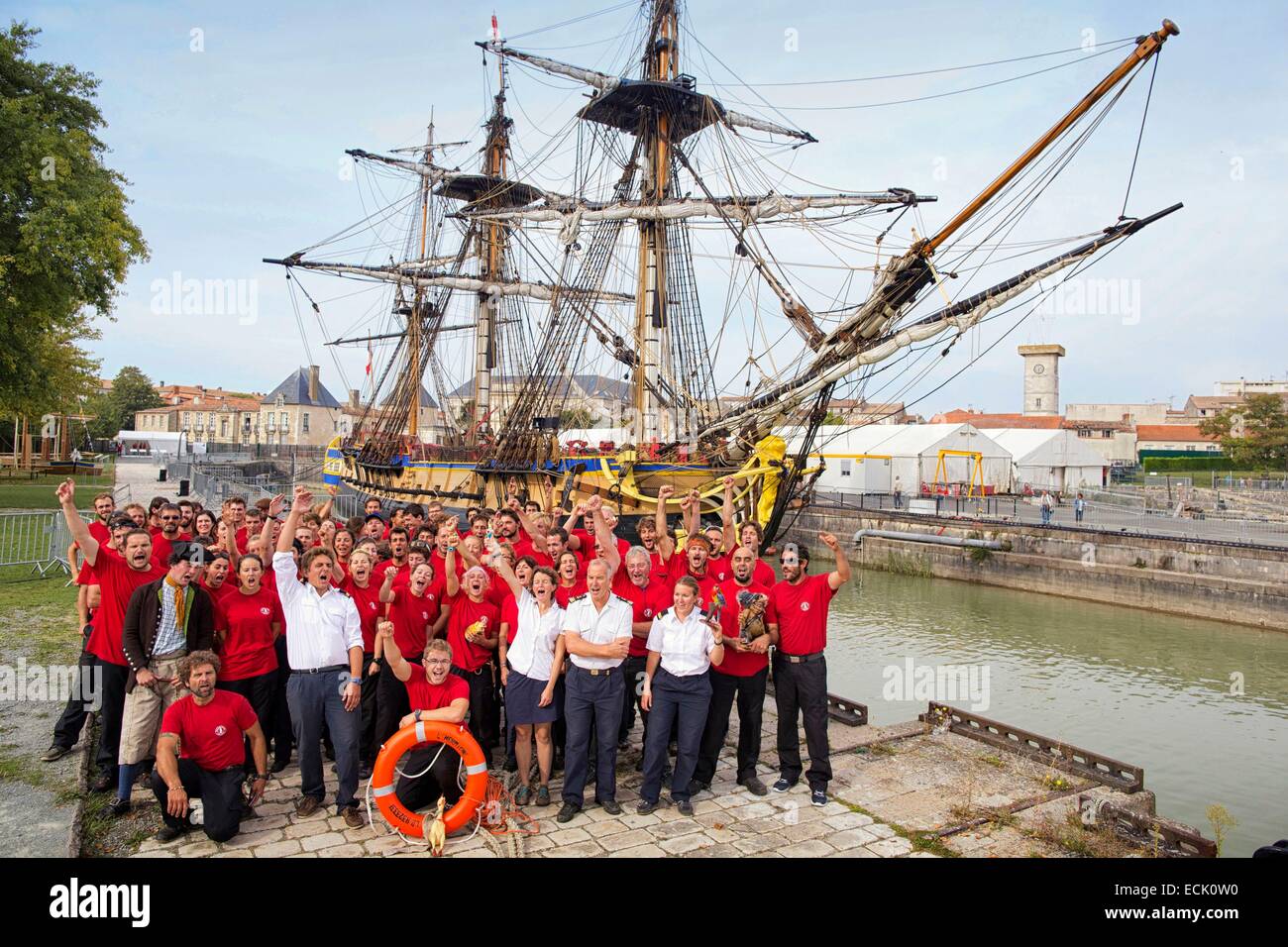 France, Charente Maritime, Rochefort, first launching of the Hermione ...