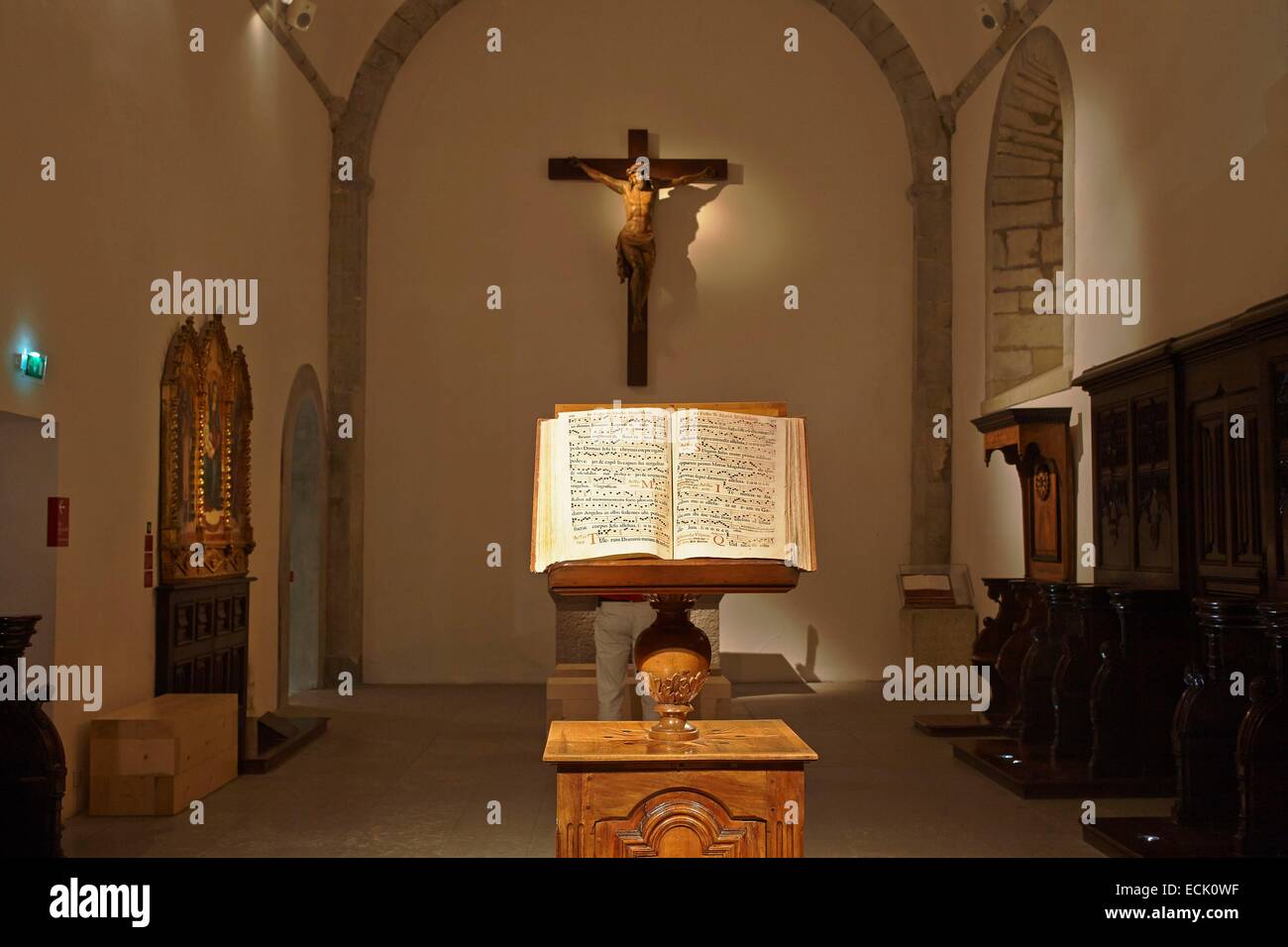 France, Isere, St Pierre de Chartreuse, Grande Chartreuse Museum, liturgical book Stock Photo
