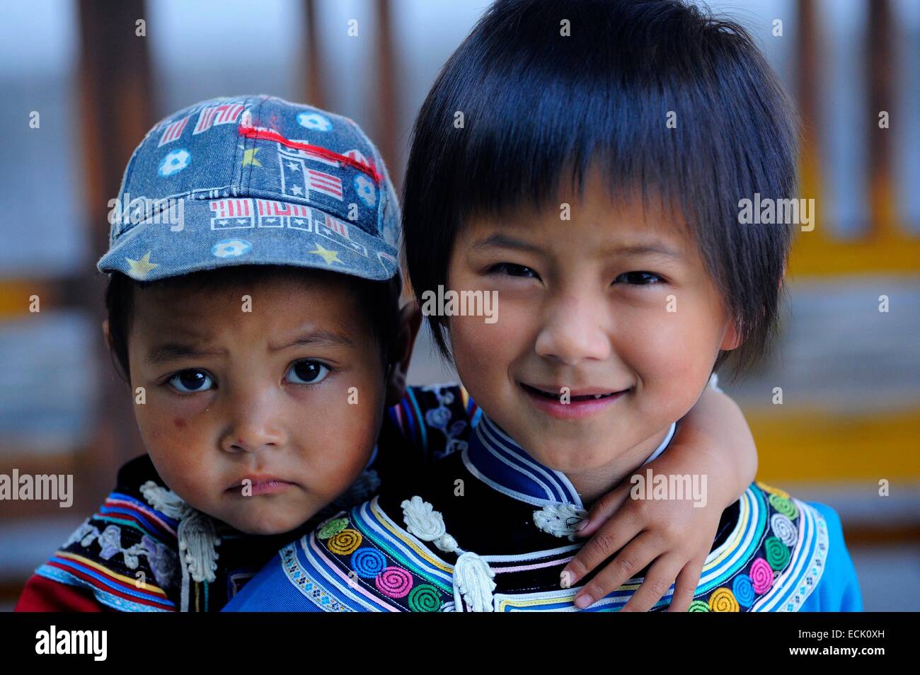 China, Yunnan Province, Yuanyang, Hani ethnic children Stock Photo