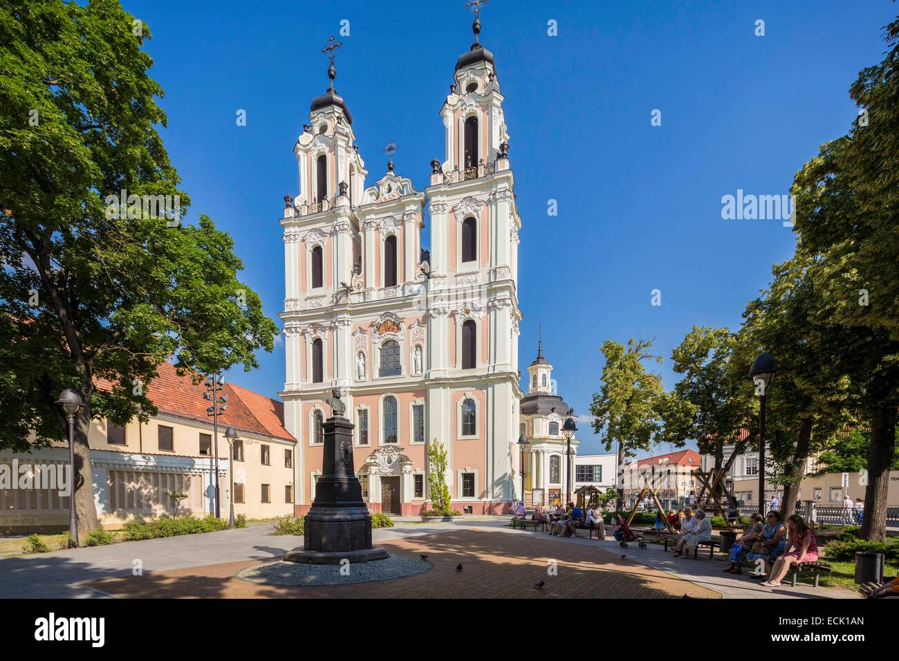 Lithuania (Baltic States), Vilnius, historical center listed as World Heritage by UNESCO, St Catherine Baroque Church transformed into a concert hall and theater, Vilniaus Gatve Stock Photo