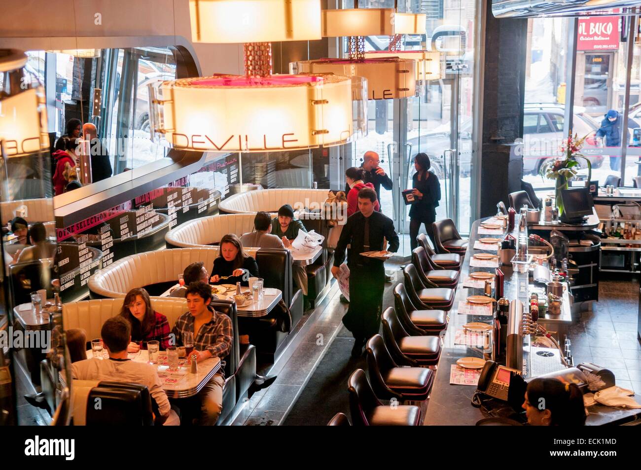 Canada, Quebec province, Montreal, Deville Diner Bar on Stanley Street