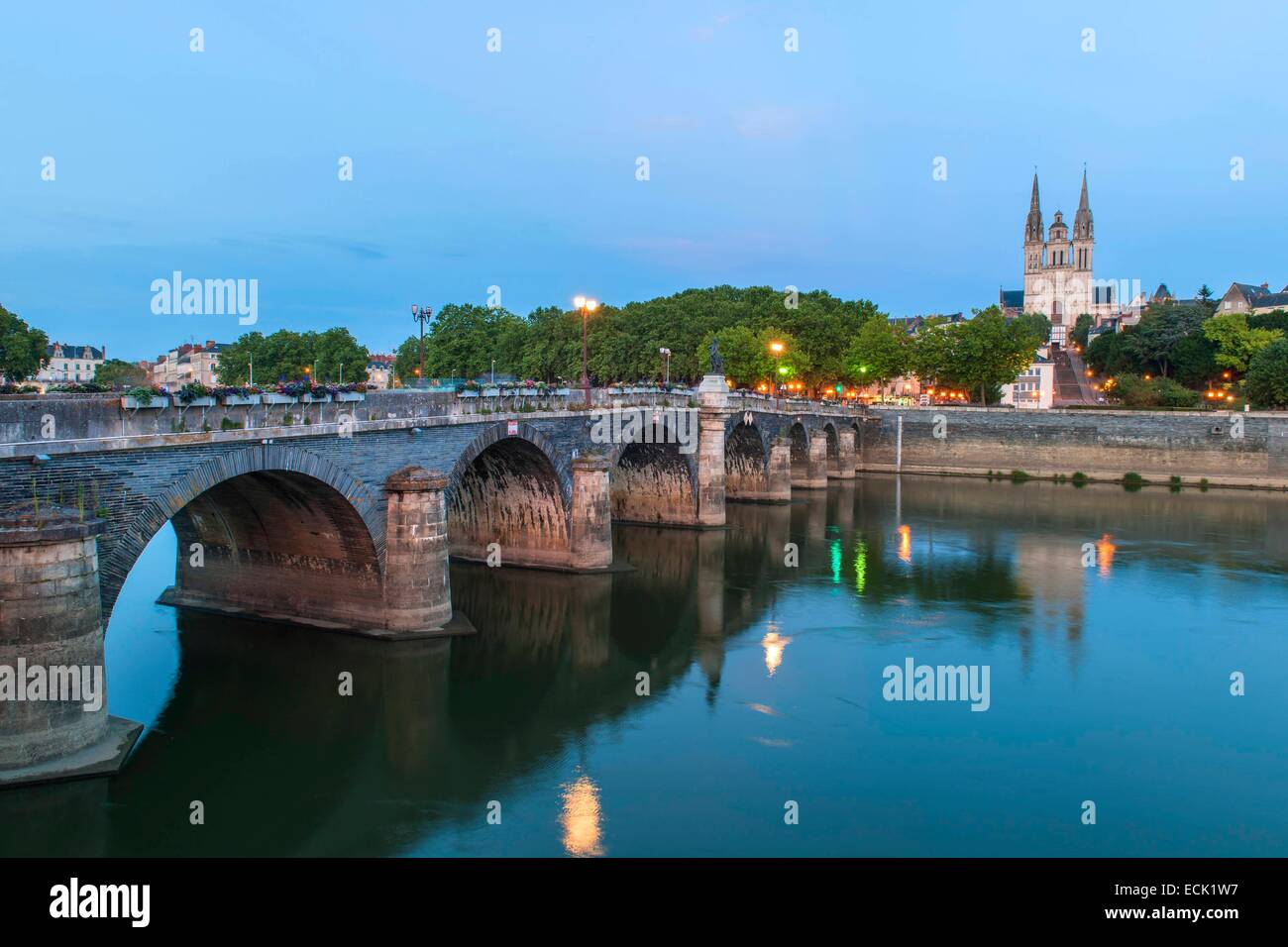 France, Maine et Loire, Angers, Verdun bridge over the Maine river and