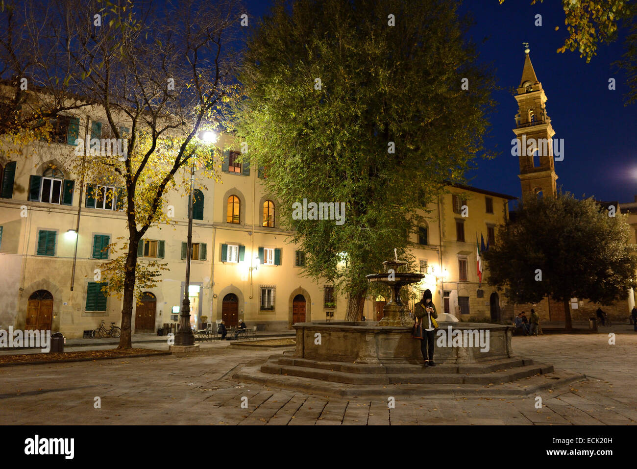 Florence. Italy. Piazza Santo Spirito, Oltrarno quarter. Stock Photo