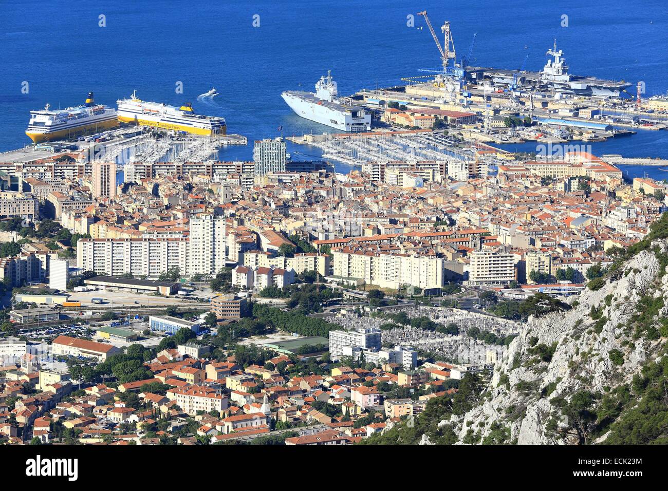 France, Var, Toulon, the harbor, the commercial port and naval base