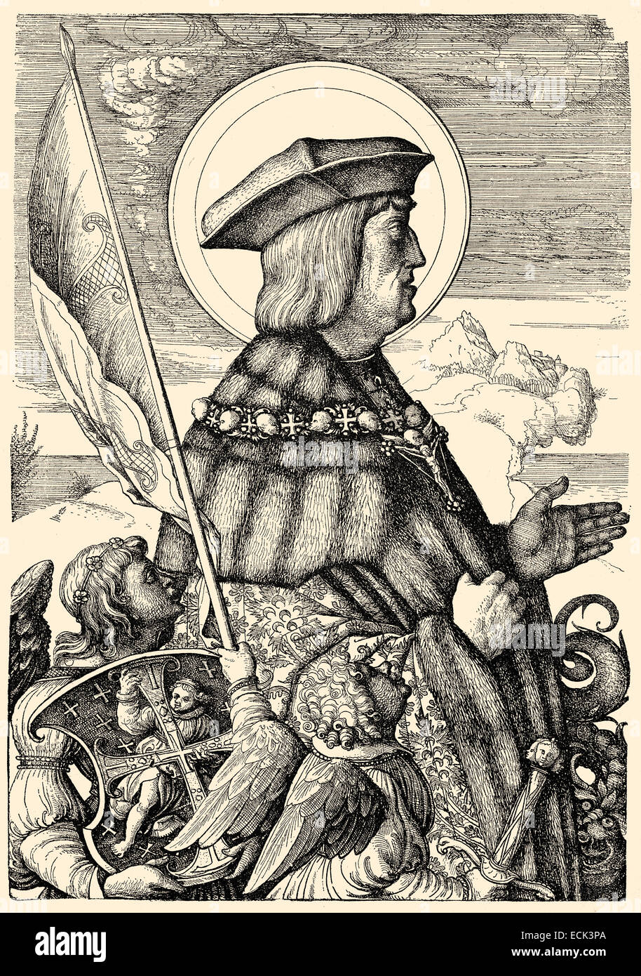 Maximilian I von Habsburg, 1459 -1519, duke of Burgundy, German king, Archduke of Austria and Emperor of the Holy Roman Empire, Stock Photo