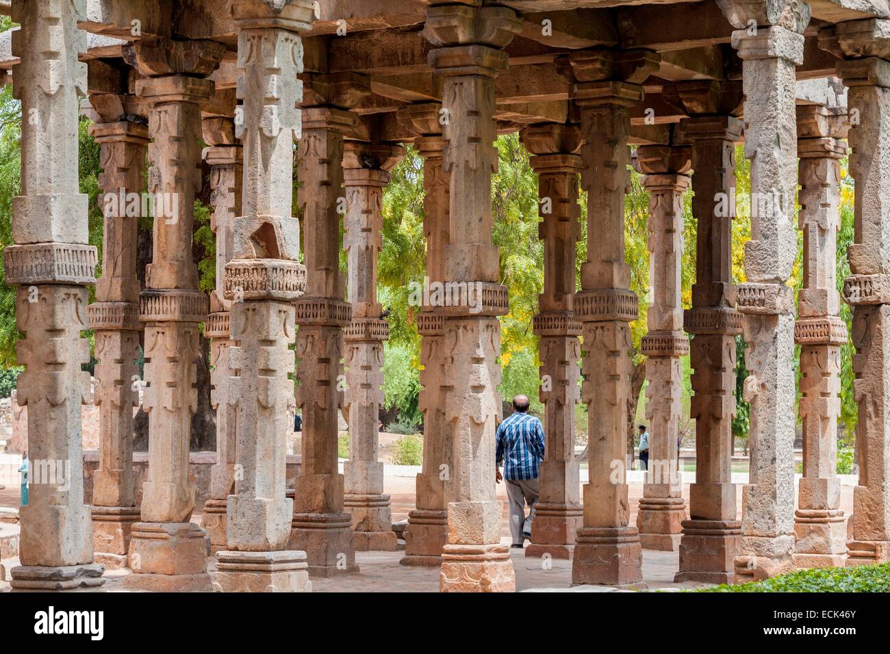 India, New Delhi, Qutab Minar complex listed as World Heritage by UNESCO by UNESCO, the columns of the 13th century Stock Photo