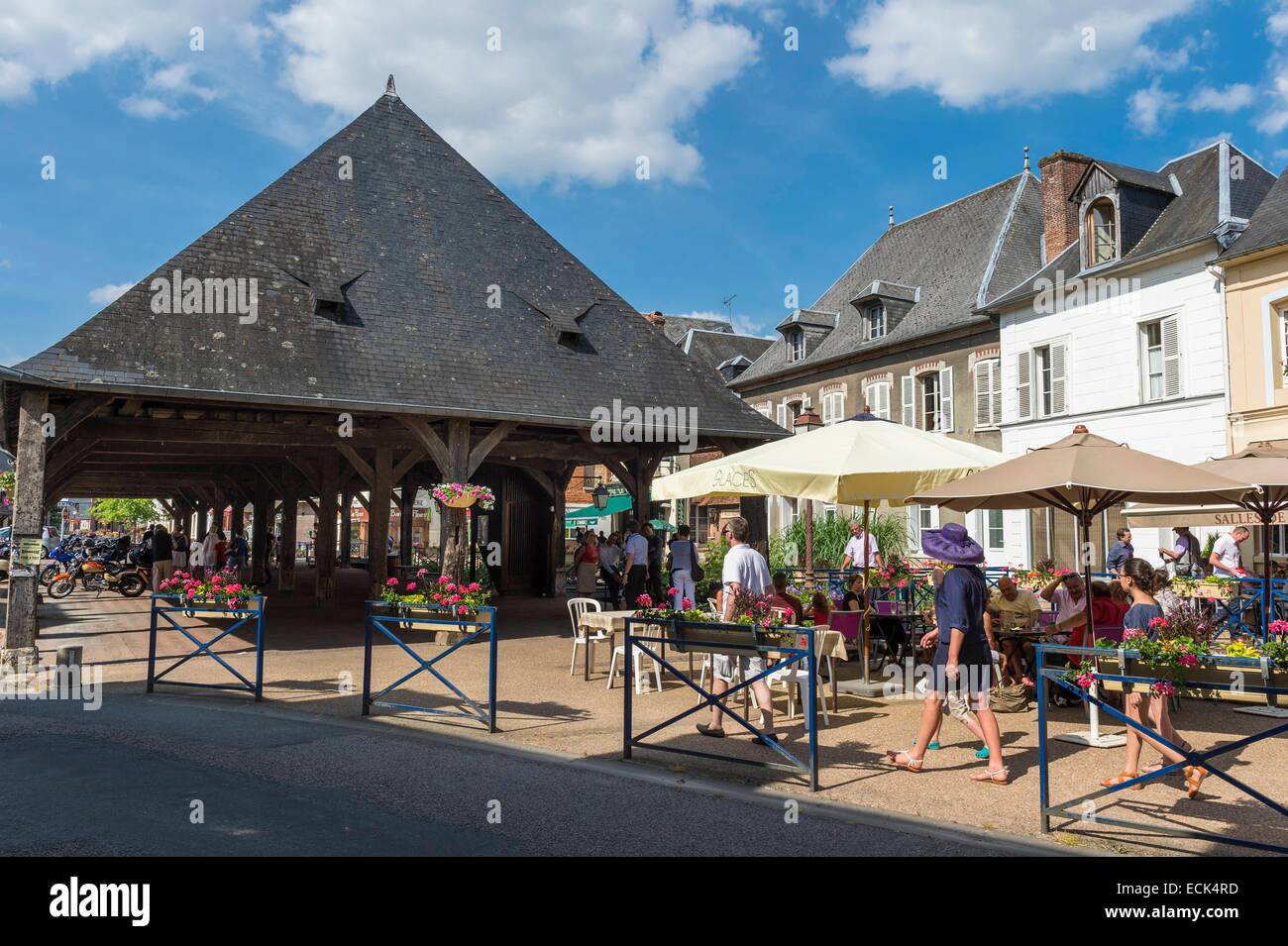 France, Seine Maritime, Cleres, the 18th century covered market Stock Photo