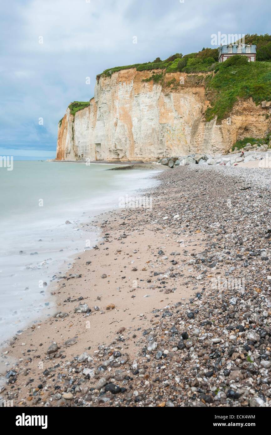 France, Seine Maritime, Saint Pierre en Port, beach and cliffs Stock ...