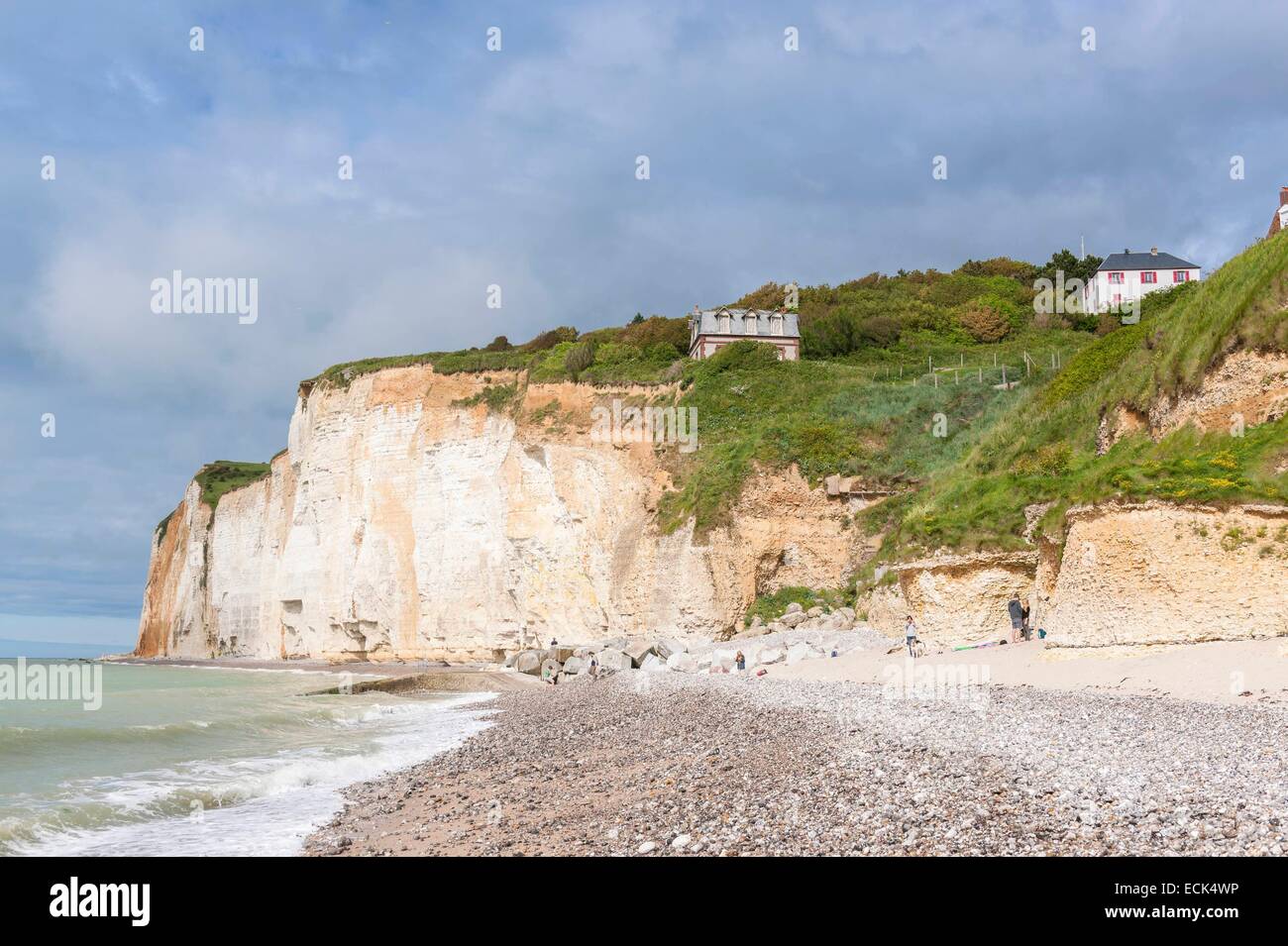 France, Seine Maritime, Saint Pierre en Port, beach and cliffs Stock ...