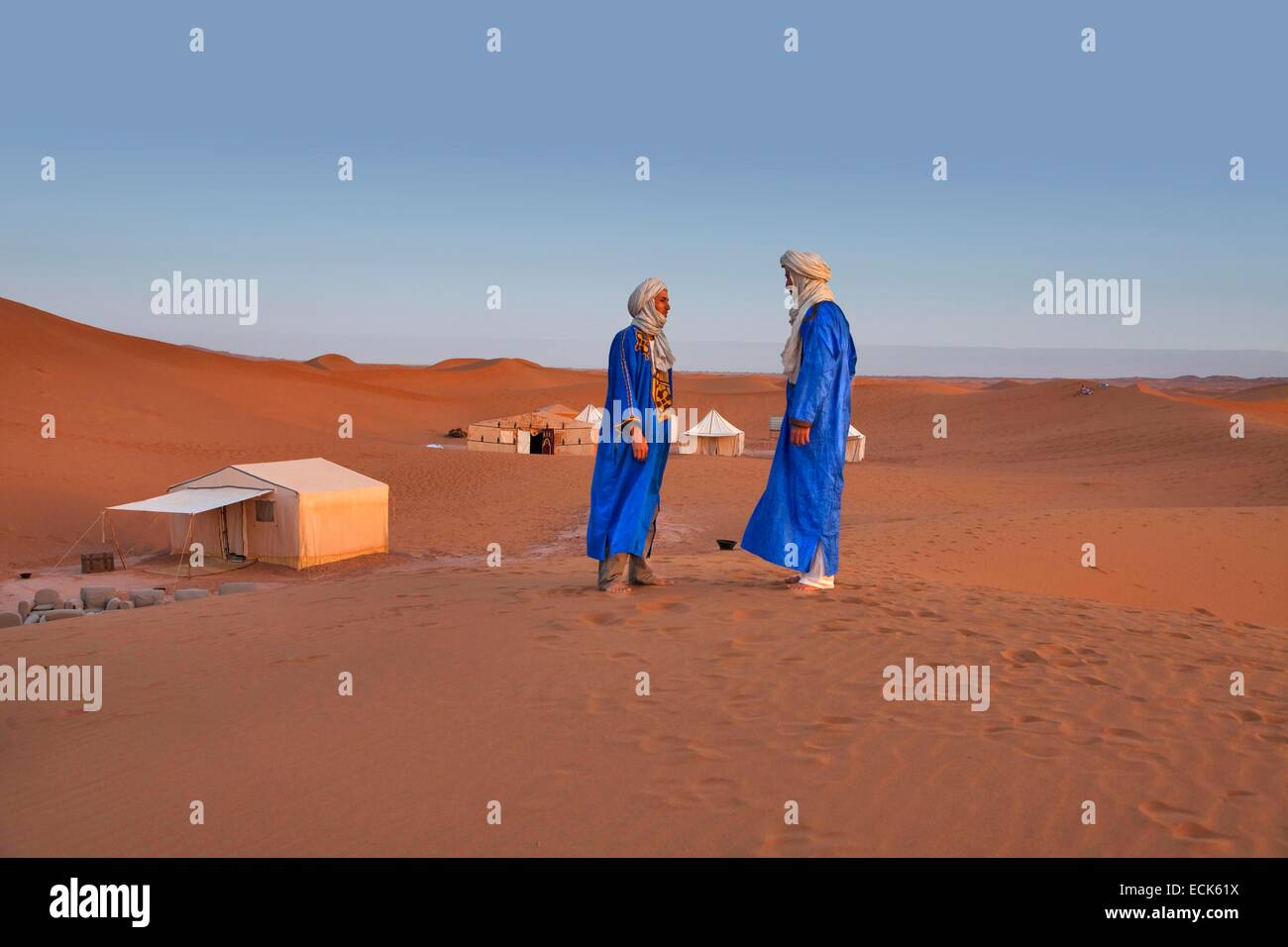 Morocco, Great South, Chigaga Dunes, tuareg Stock Photo