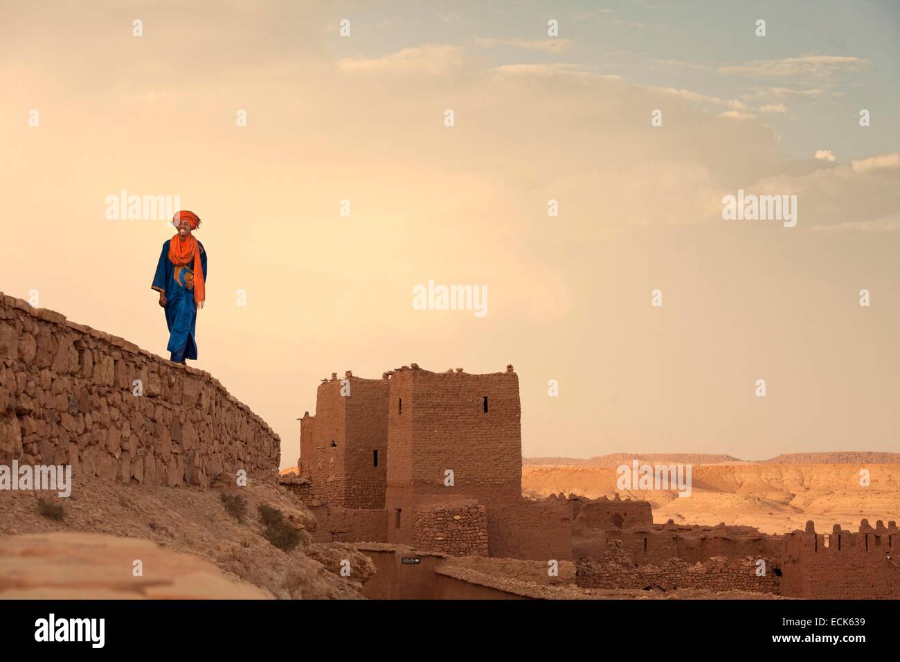 Morocco, Haut Atlas, Ksar of A∩t Benhaddou listed as World Heritage by UNESCO, tuareg Stock Photo