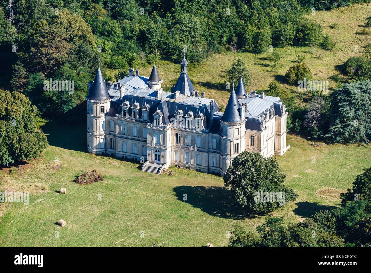 France, Indre, Mezieres en Brenne, Beauregard castle (aerial view) Stock Photo
