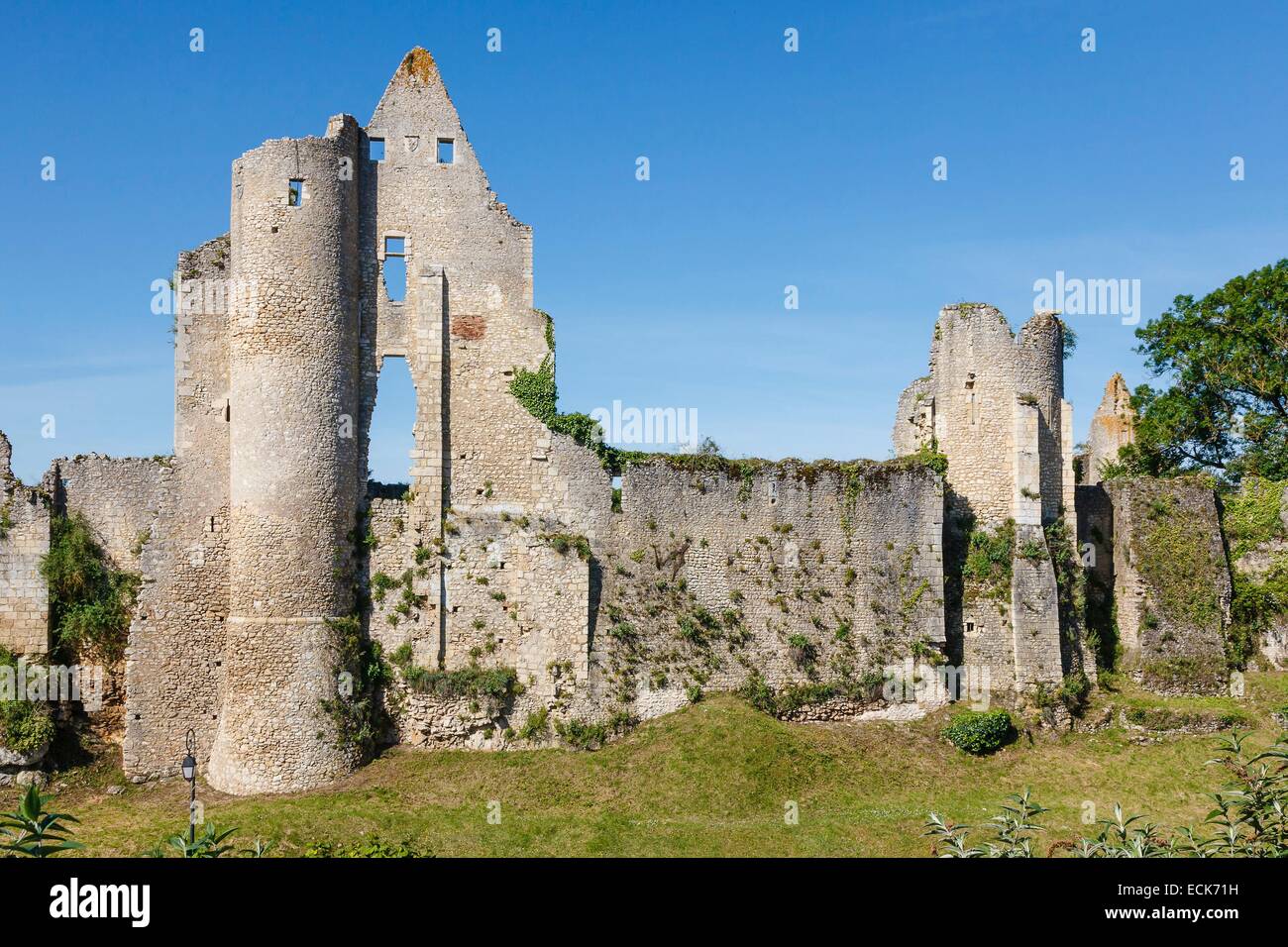 France, Vienne, Angles sur l'Anglin, labelled Les Plus Beaux Villages de France (The MoSaint Beautiful Villages of France), the castle Stock Photo