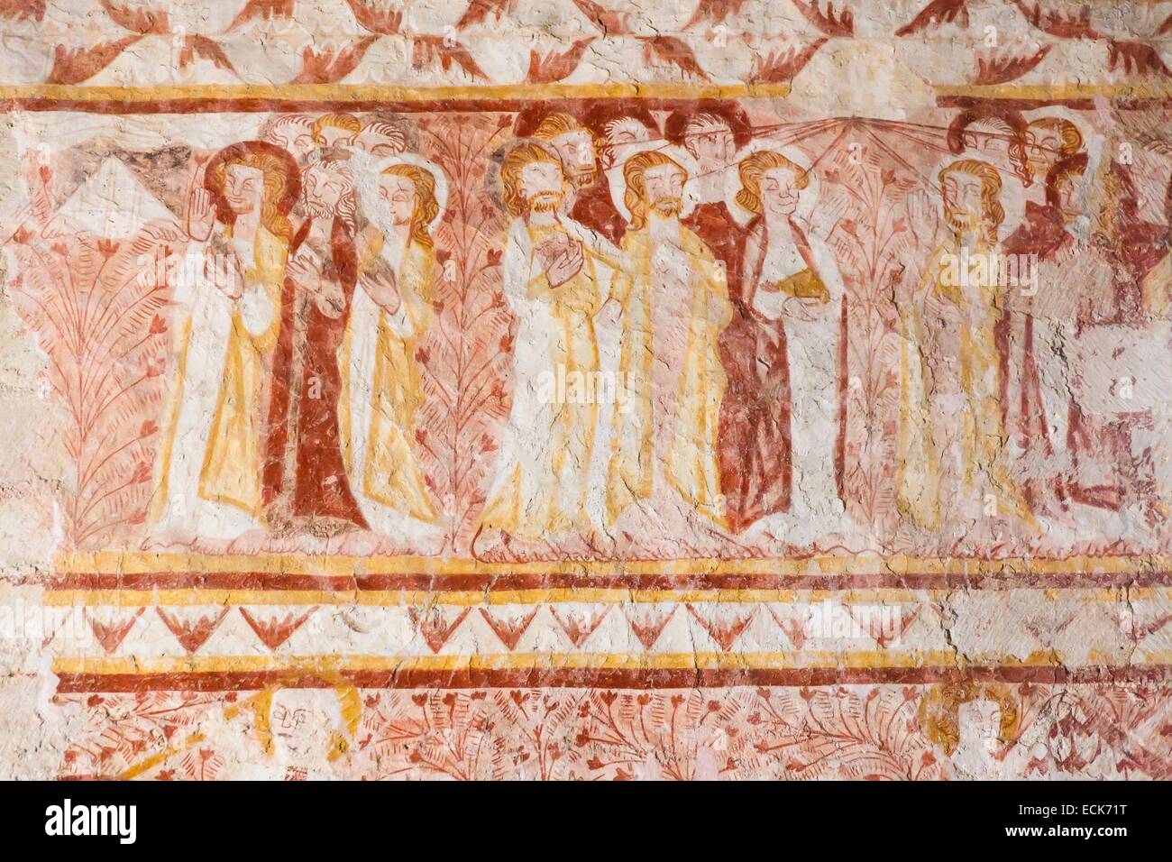 France, Vienne, Antigny, church frescos Stock Photo
