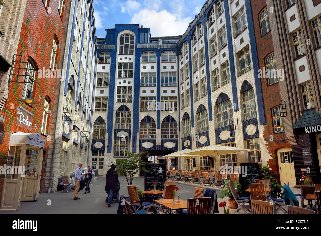 Germany, Berlin, Spandauer Vorstadt, Hackesche Hofe, first courtyard (HOF 1), built in the Jugendstil manner by German artist August Endel in 1907 Stock Photo