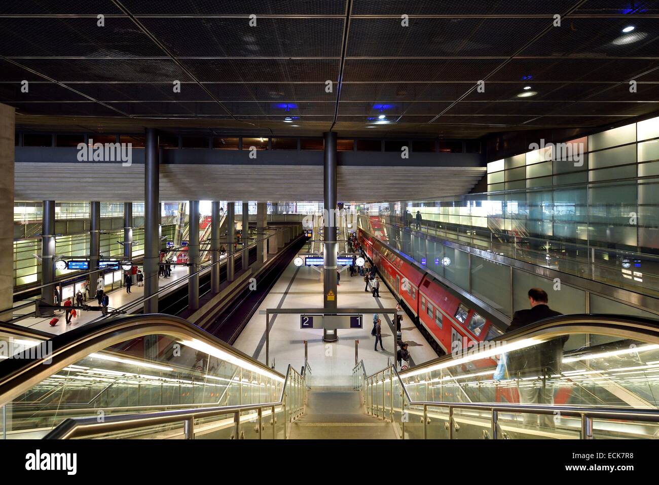 Germany, Berlin, Potsdamer Platz, access to the metro station U Bahn and train station Stock Photo