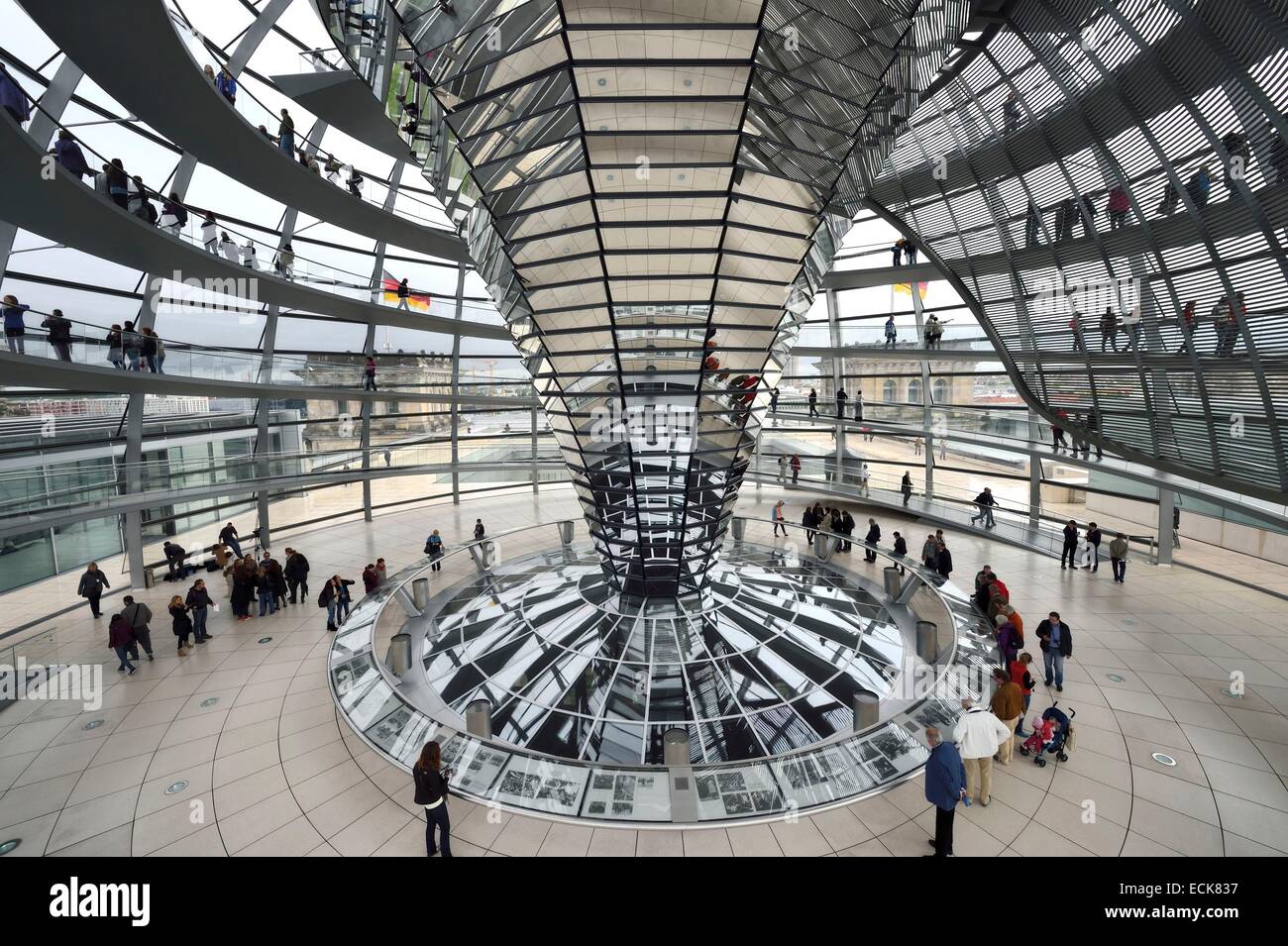 Germany, Berlin, Reichstag, Bundestag glass dome (German Parlement since 1999) by the architect Sir Norman Foster Stock Photo