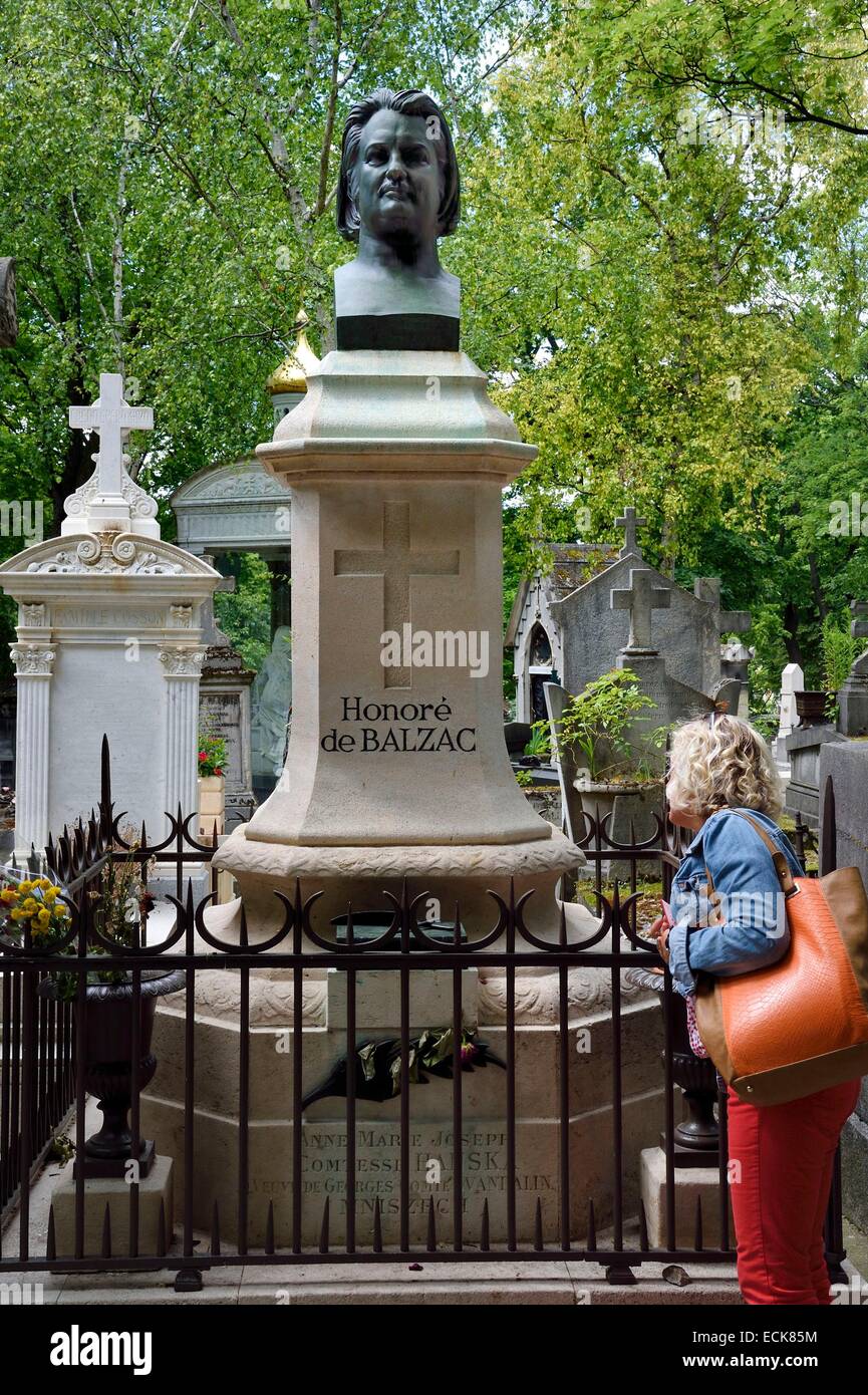 France, Paris, the Pere-Lachaise cemetery, the tomb of Honore de Balzac Stock Photo