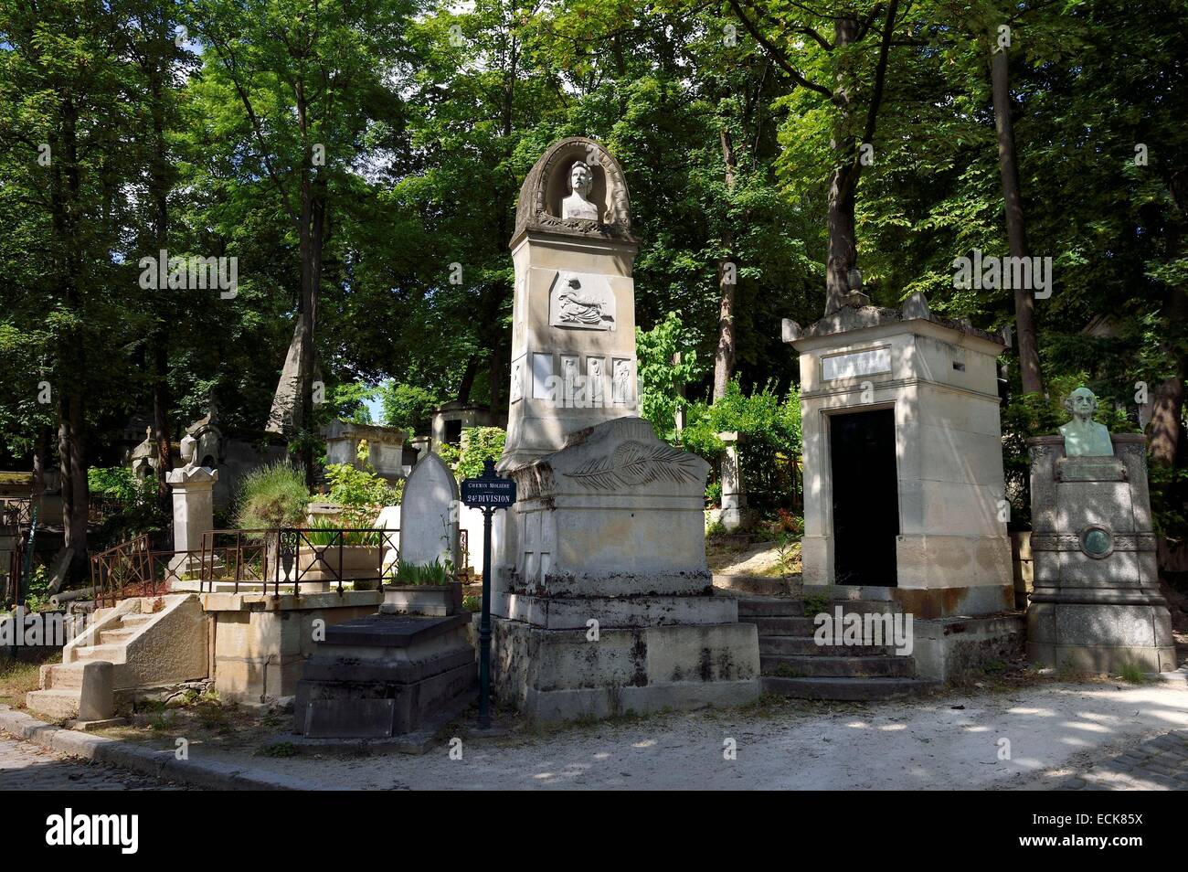 France, Paris, the Pere-Lachaise cemetery, the grave of the sculptor and painter James Pradier Stock Photo