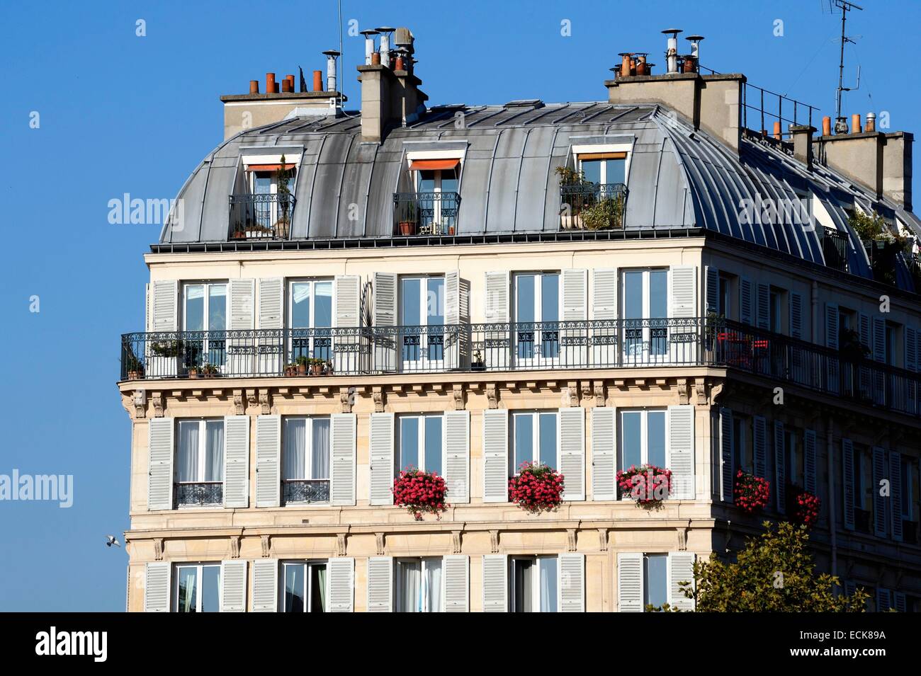 France, Paris, building facade, Daumesnil square Stock Photo