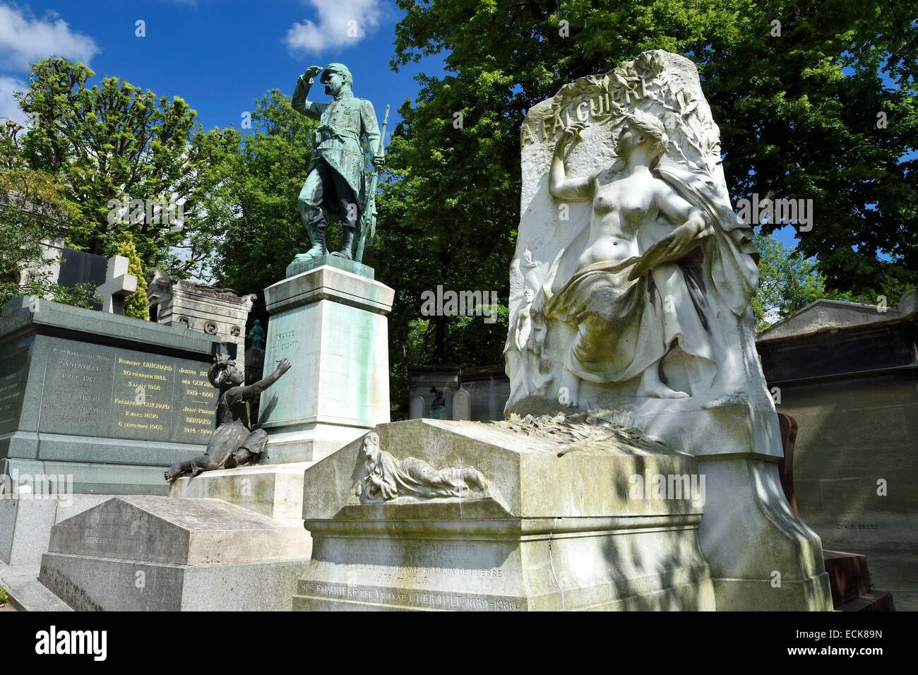 France, Paris, the Pere-Lachaise cemetery, the grave of Sergent Hoff, hero of the 1870 War Stock Photo