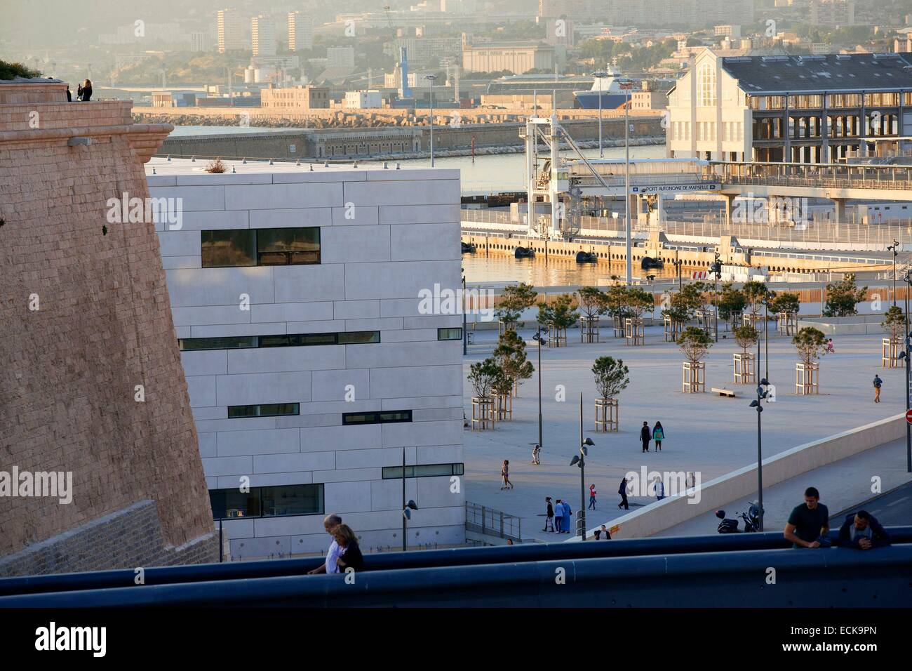 France, Bouches du Rhone, Marseille, Euromediterranean area, Esplanade J4, La Villa Mediterranee, architecte Stefano Boeri Stock Photo