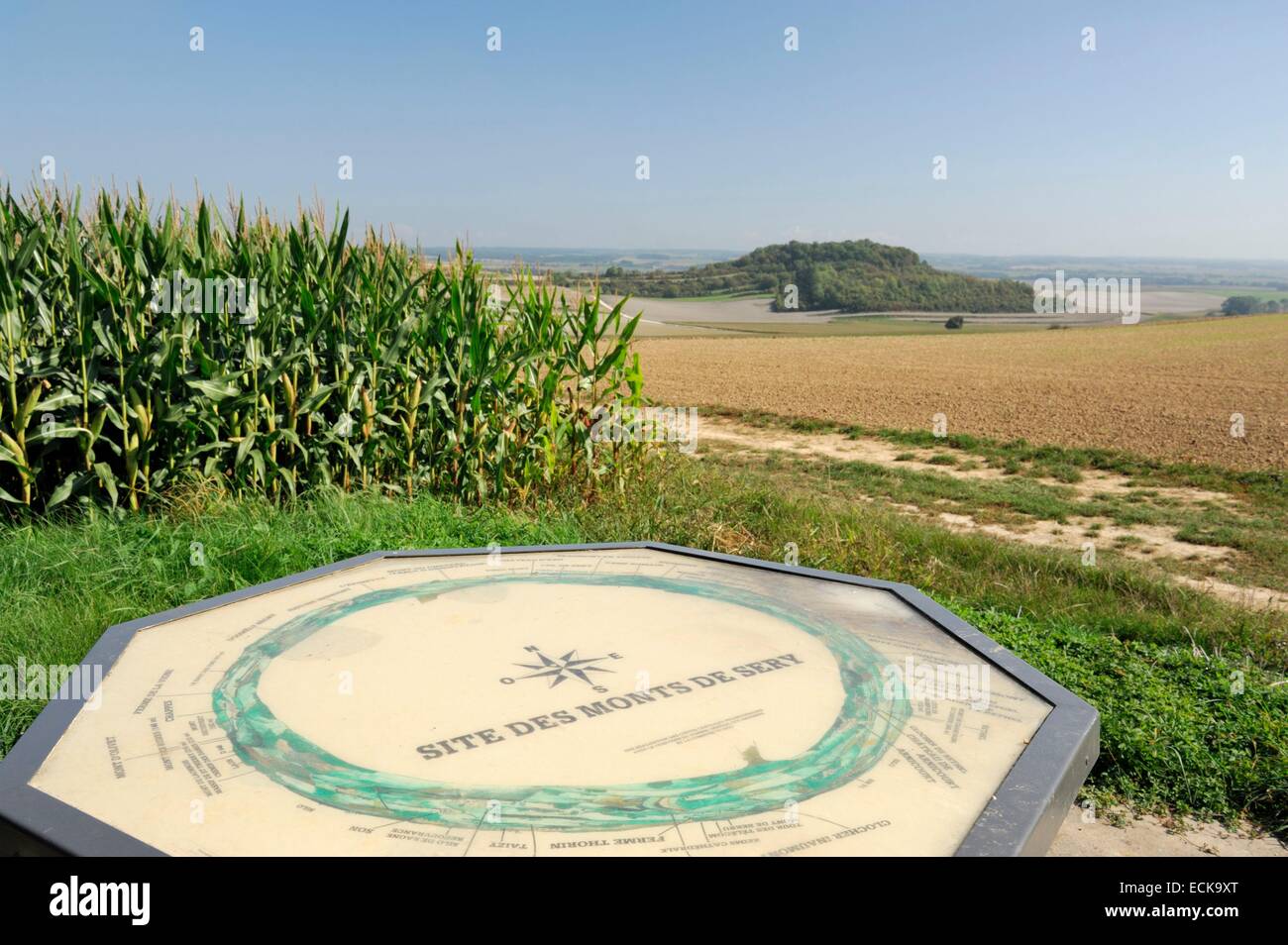 France, Ardennes, Sery, natural site Monts de Sery, views of Mount Roman Camp from the orientation table Stock Photo