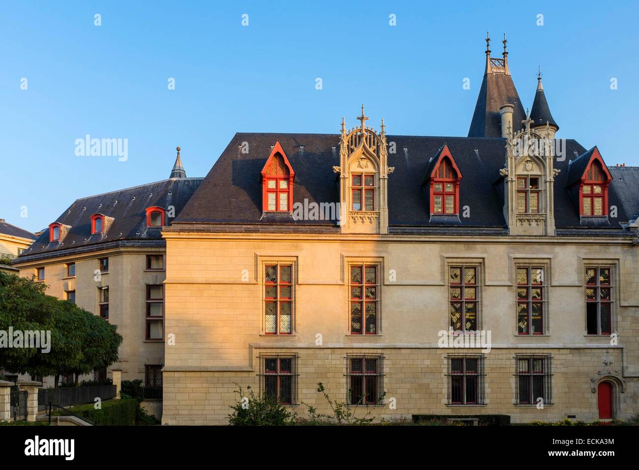 France, Paris, Marais district, Archbishops of Sens Hotel, a 15th century gothic city palace, that houses now the Forney library Stock Photo