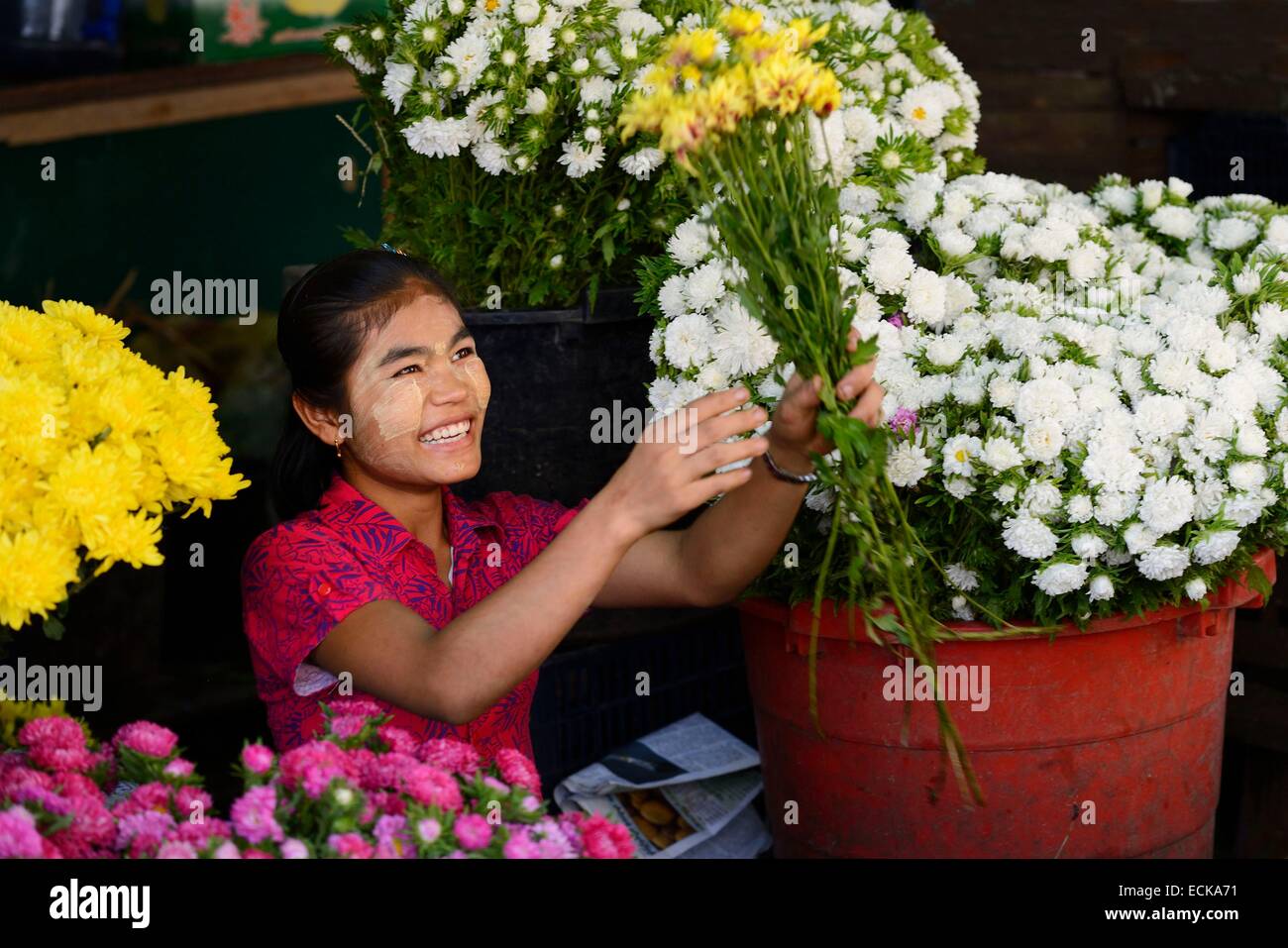Myanmar (Burma), Bago (Pegu), The market Stock Photo