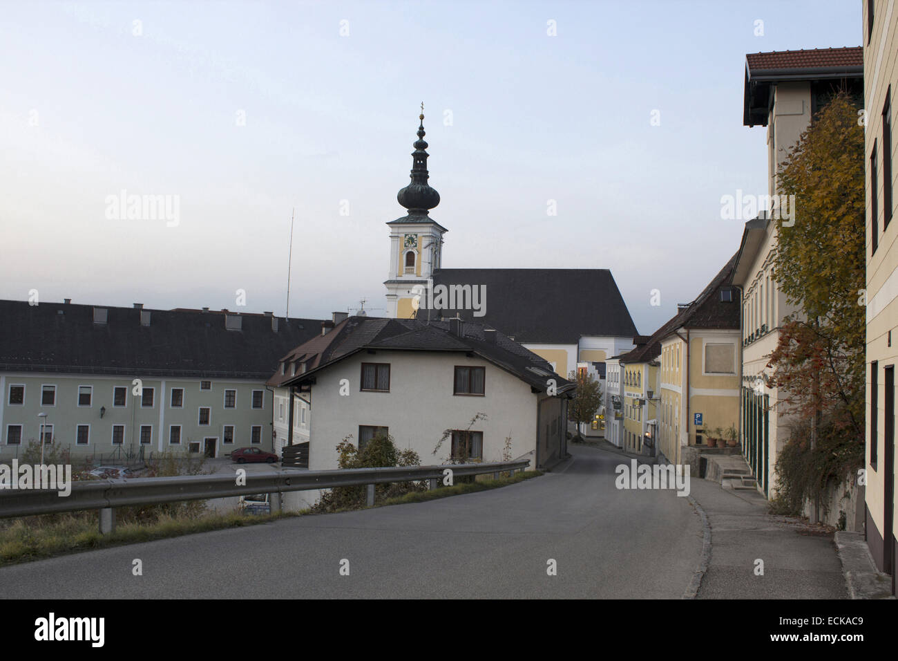 Church (Left Side), Vorchdorf, Austria. Stock Photo