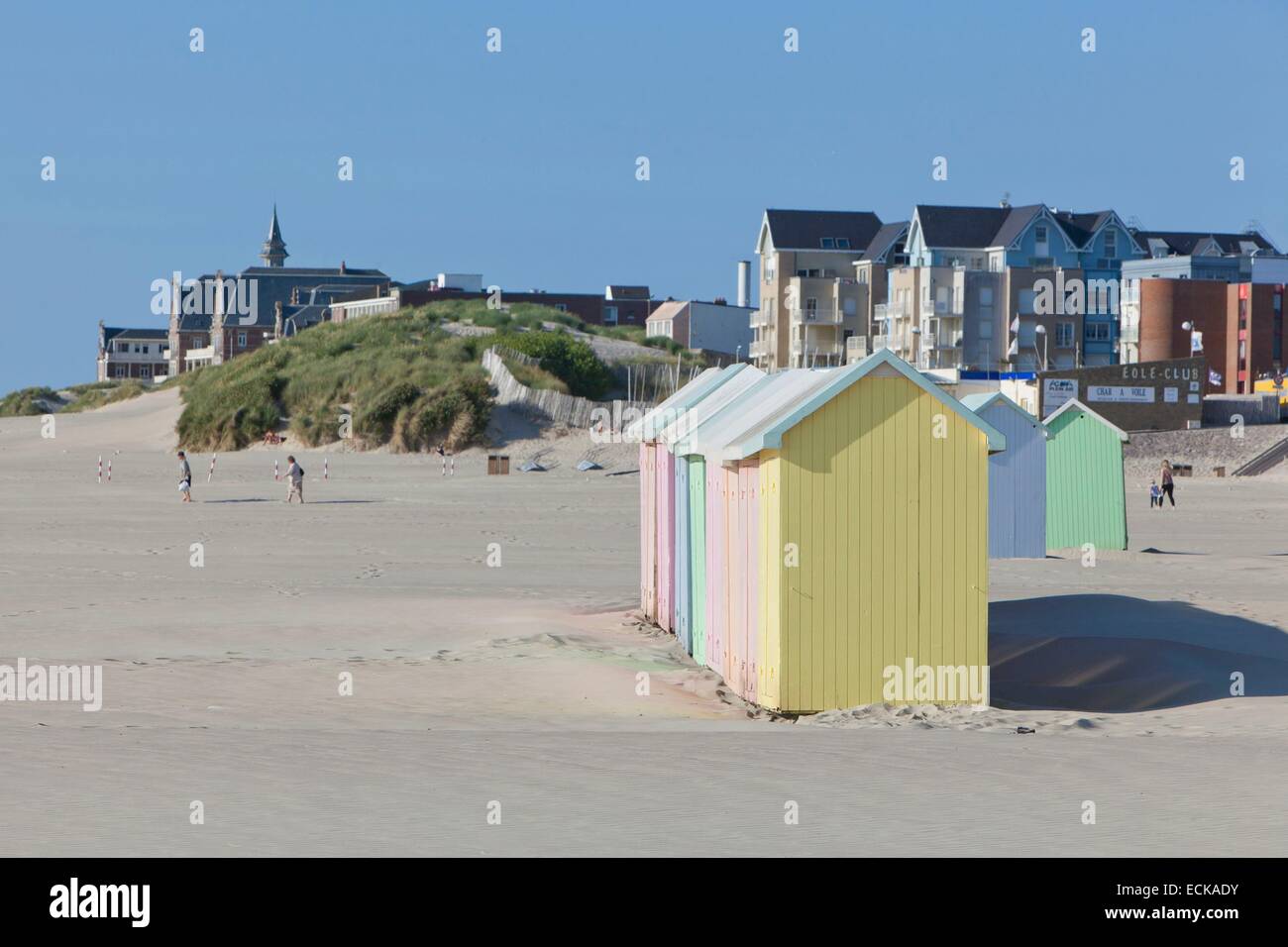 France Pas De Calais Berck Sur Mer The Beach With Beach Huts Stock Photo Alamy
