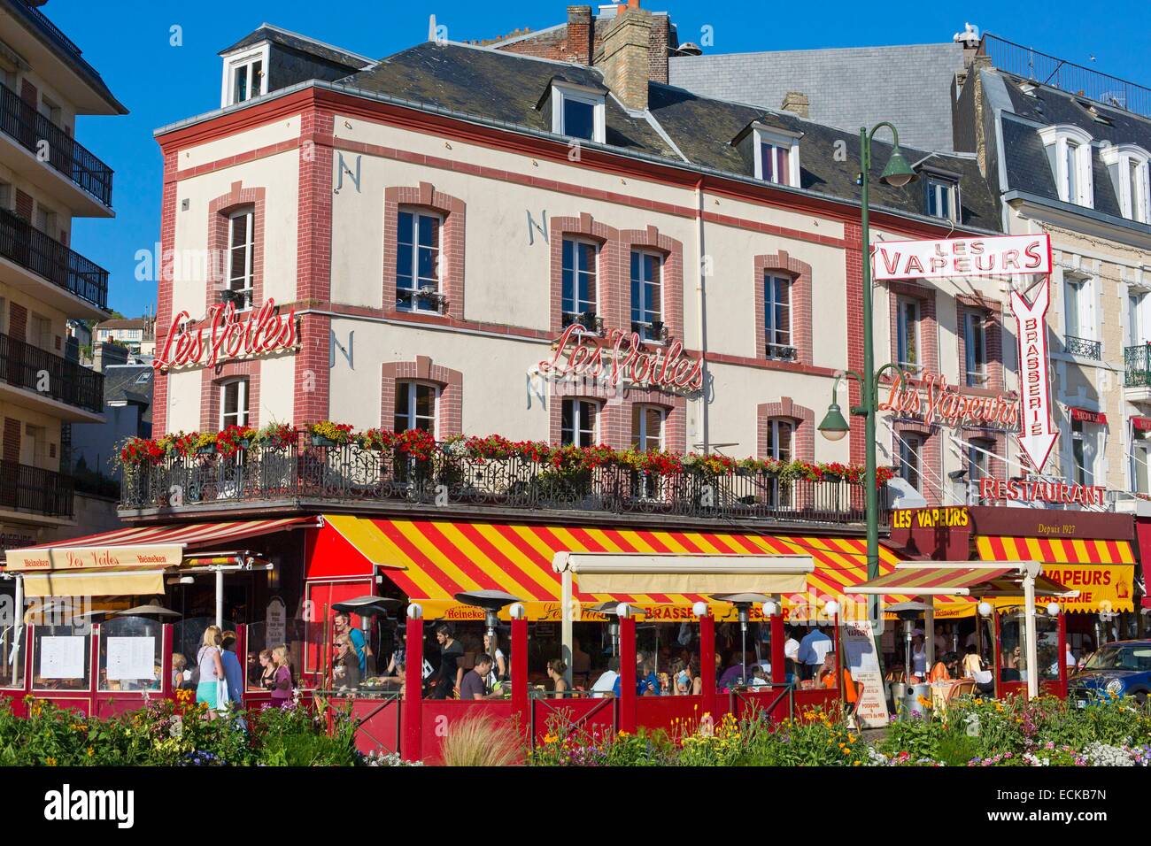France, Calvados, Trouville sur Mer, Les Vapeurs les Voiles famous  brasserie restaurant Stock Photo - Alamy