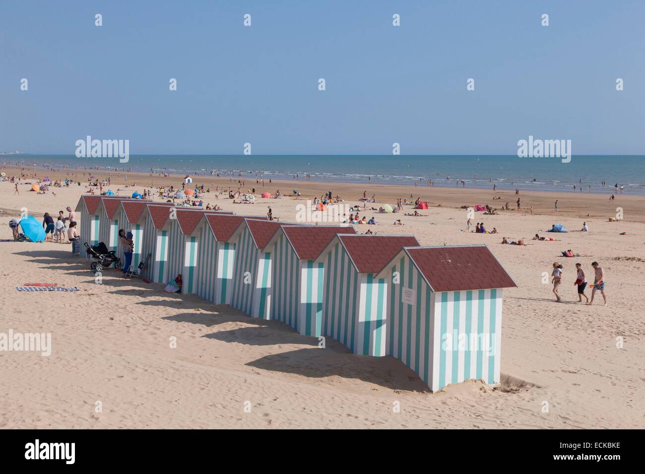 France, Vendee, Saint Jean de Monts, beach huts Stock Photo - Alamy