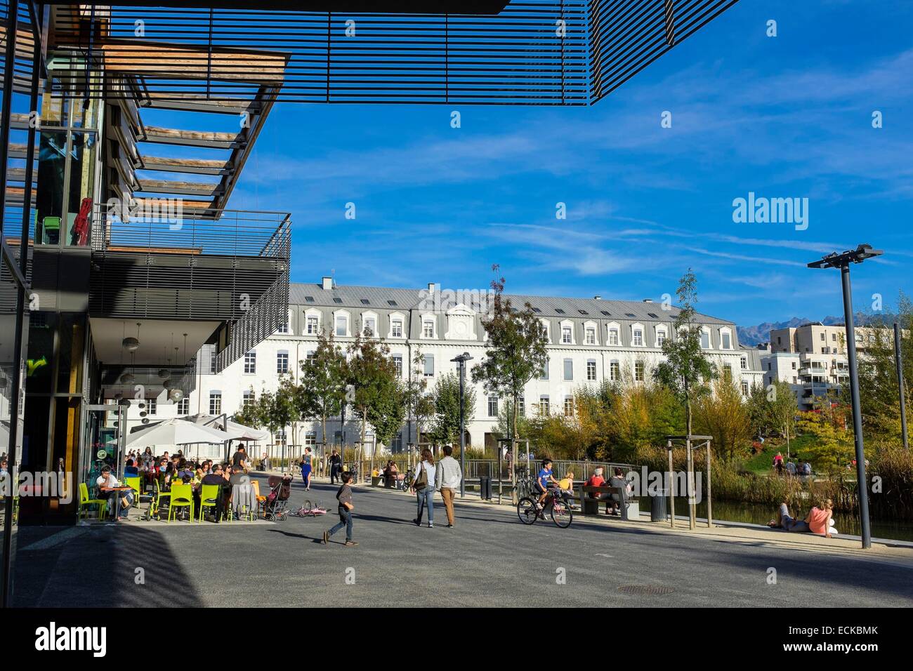 France, Isere, Grenoble, the Eco Quartier de Bonne, Grenoble has received the 2009 national EcoQuartier Grand Prize for the ZAC of Bonne (Mixed Development Zone) Stock Photo