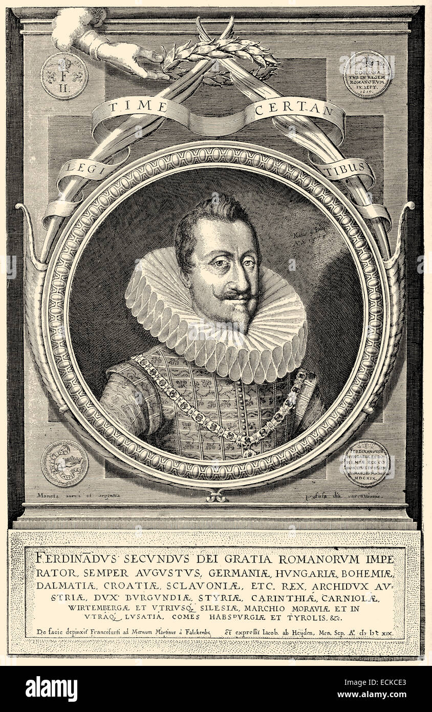 Ferdinand II, 1578 - 1637, Holy Roman Emperor, King of Bohemia and Hungary, House of Habsburg, Ferdinand II. , 1578 - 1637, Kais Stock Photo