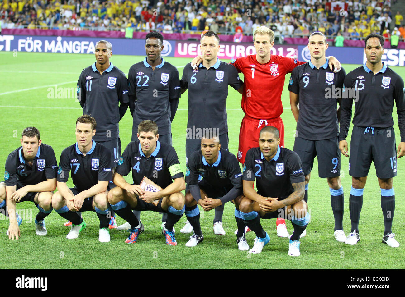 England national football team pose for a group photo before UEFA EURO 2012 game against Sweden Stock Photo