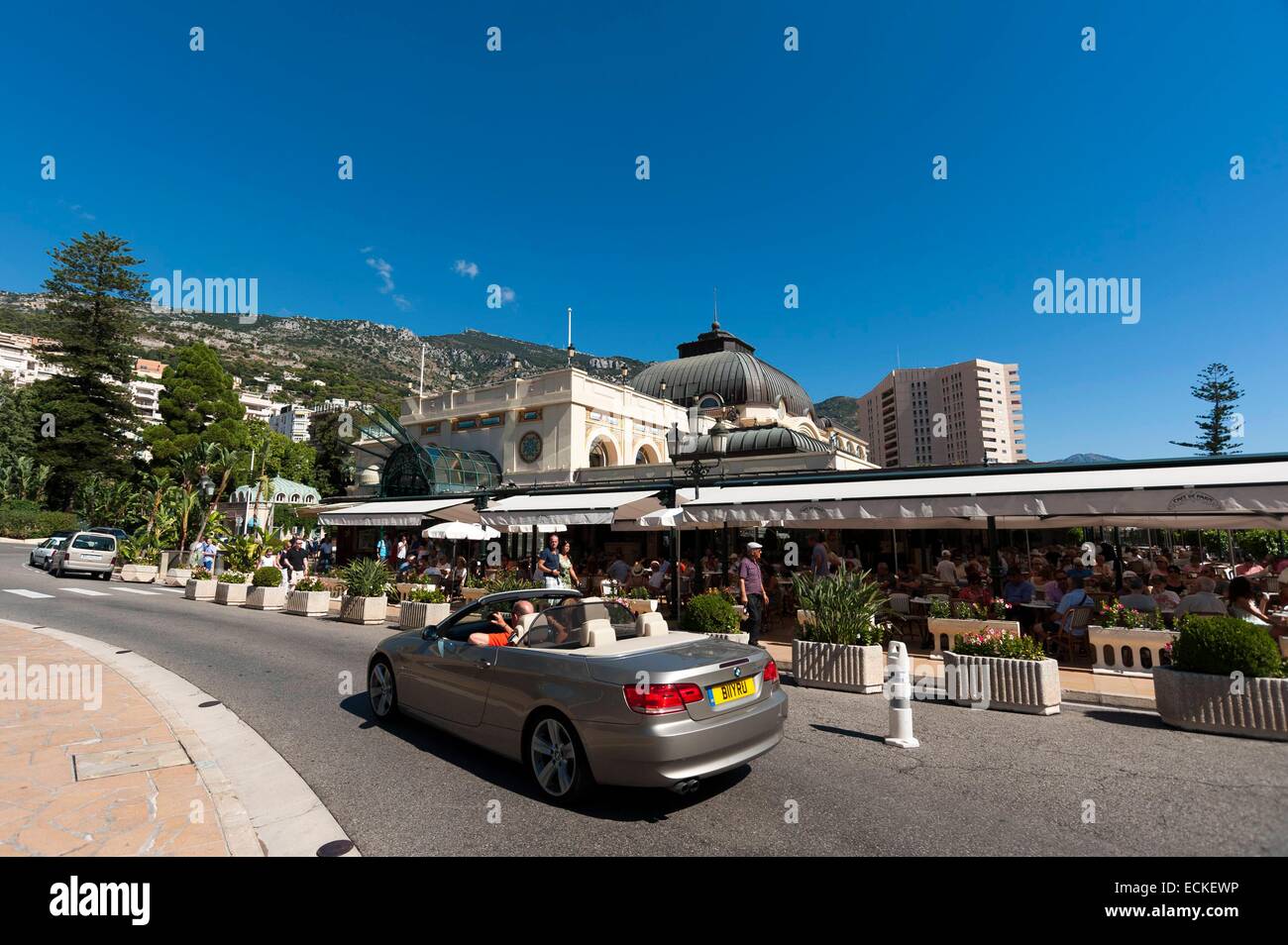 Principality of Monaco, Monaco, Montecarlo, Cafe de Paris in Place du Casino Stock Photo