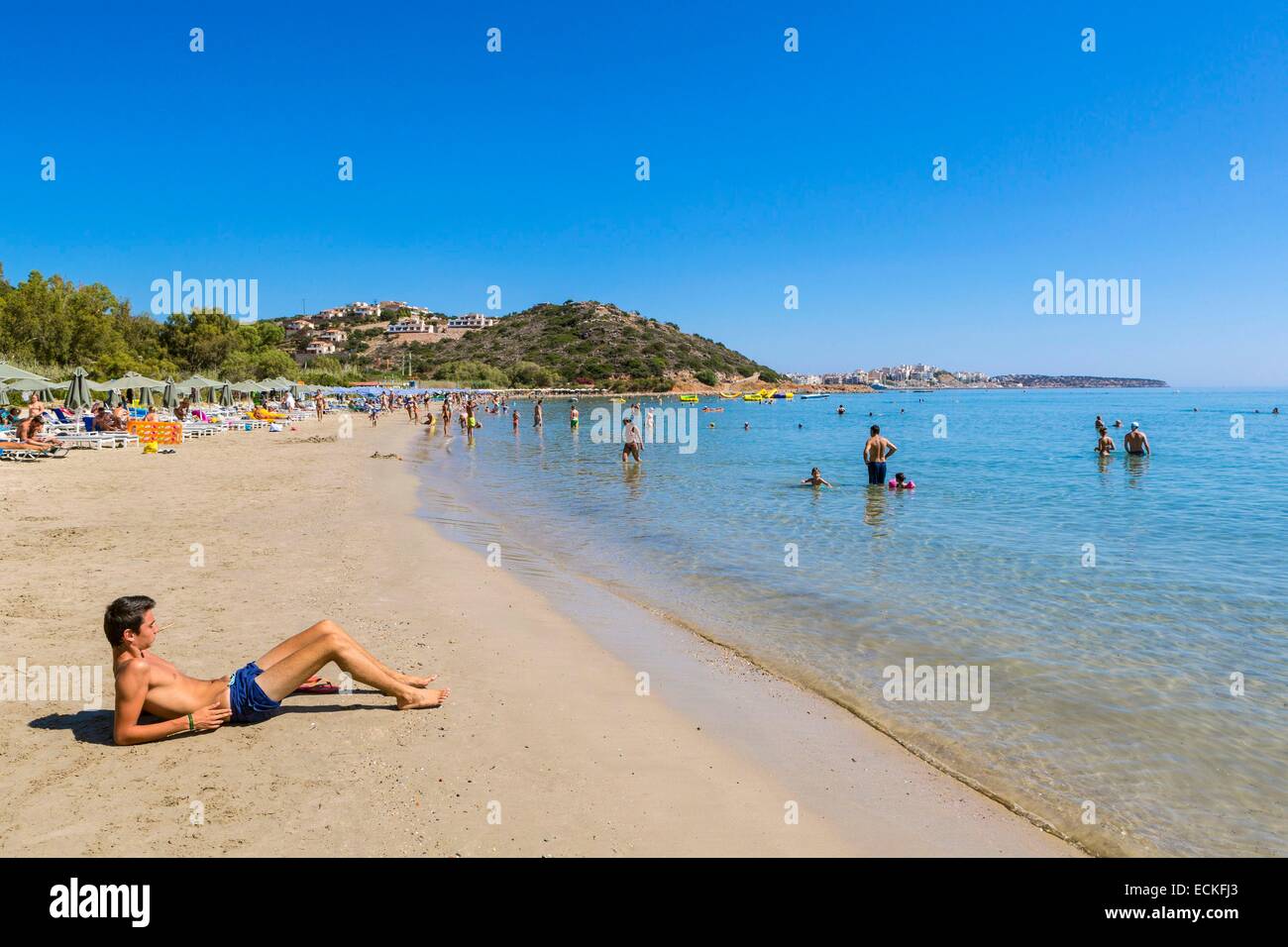 Greece, Crete East, Lassithi district, Almyros the beach near the village of Agios Nikolaos Stock Photo