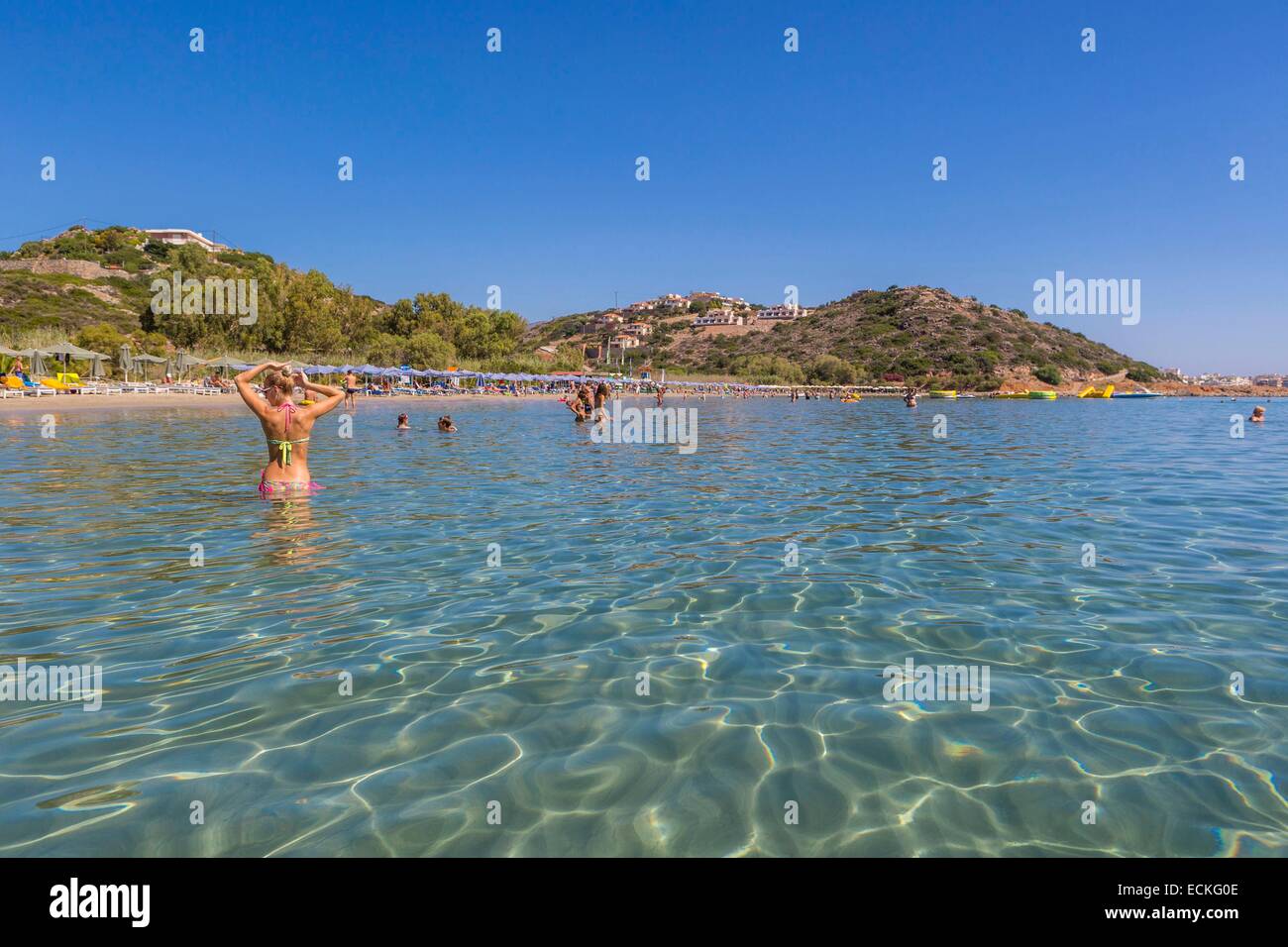 Greece, Crete East, Lassithi district, Almyros the beach near the village of Agios Nikolaos Stock Photo