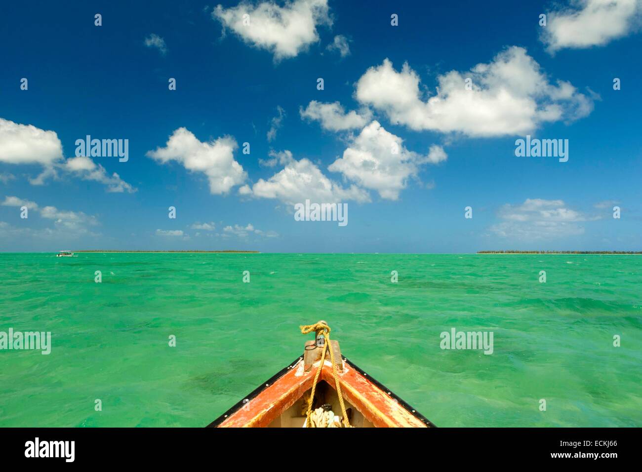 Mauritius, Rodrigues Island, Pointe Mangue, horizontal view of the turquoise lagoon from a boat Stock Photo