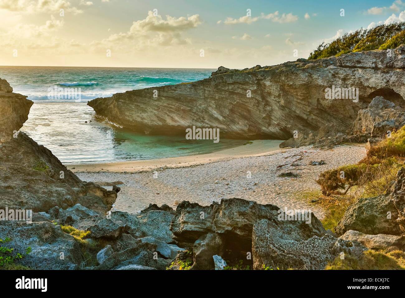 Mauritius, Rodrigues Island, Anse Bouteille, horizontal view of a cove