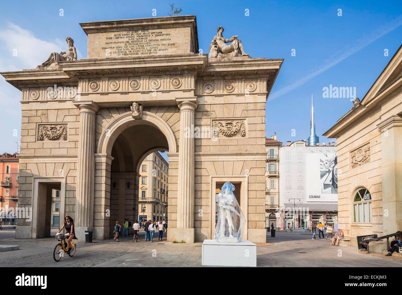 Italy, Lombardy, Milan, Corso Garibaldi, the door Garibaldi of the architect Giacomo Moraglia Stock Photo
