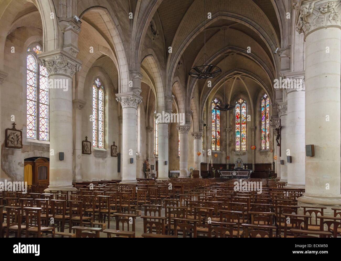 France, Vendee, Saint Michel en l'Herm, inside the church Stock Photo