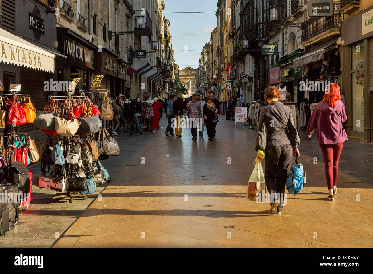 France, Gironde, Bordeaux, Sainte Catherine street, pedestrian shopping ...