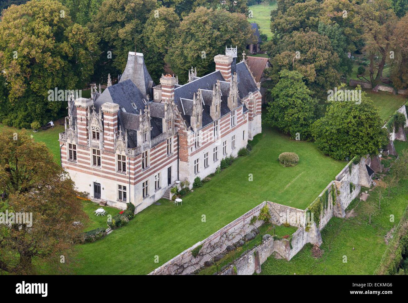 France, Seine Maritime, Saint Maurice d'Etelan, Etelan castle (aerial ...