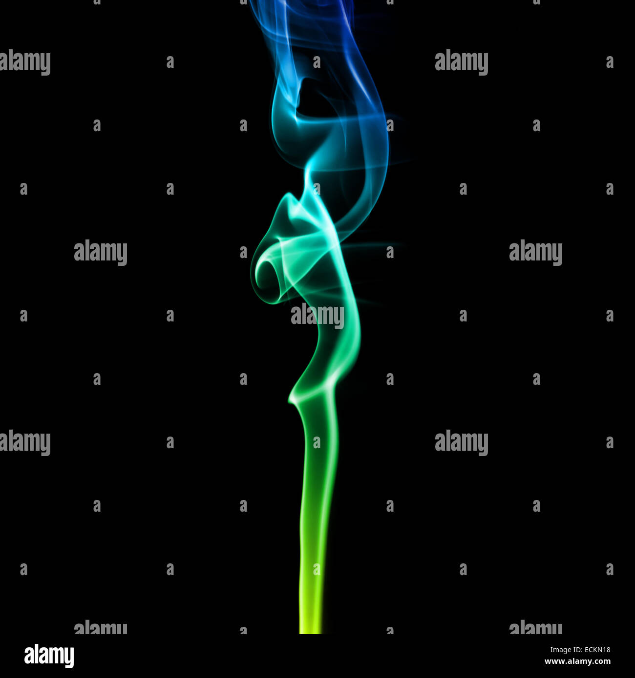 Abstract blue and green smoke on a dark background Stock Photo - Alamy