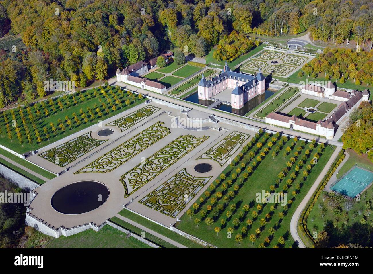 France, Saone et Loire, broye, the castle of Montjeu (aerial view Stock