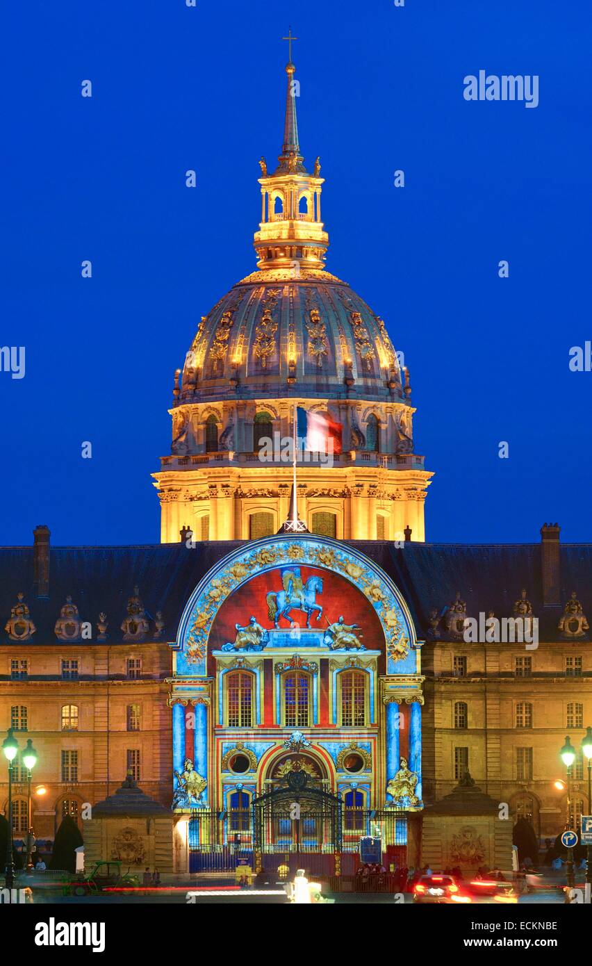 France, Paris, the Invalides during a light and sound show Stock Photo